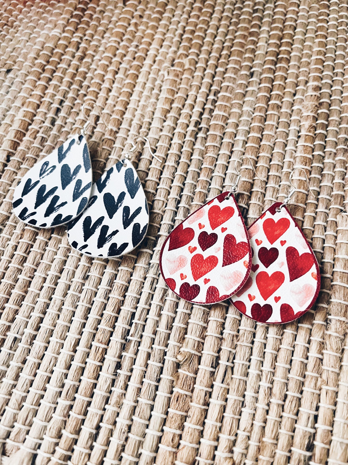 Black and White Heart Earrings