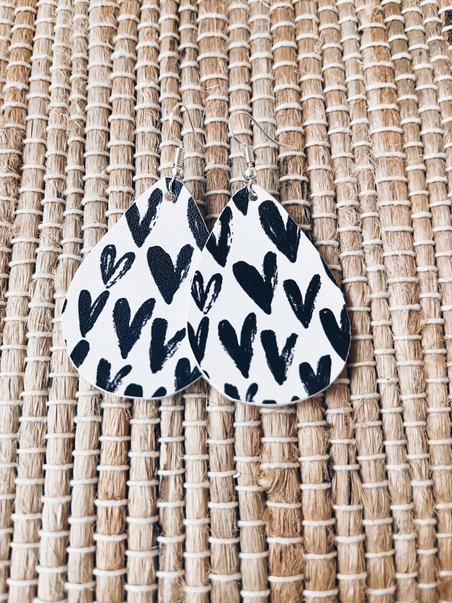 Black and White Heart Earrings