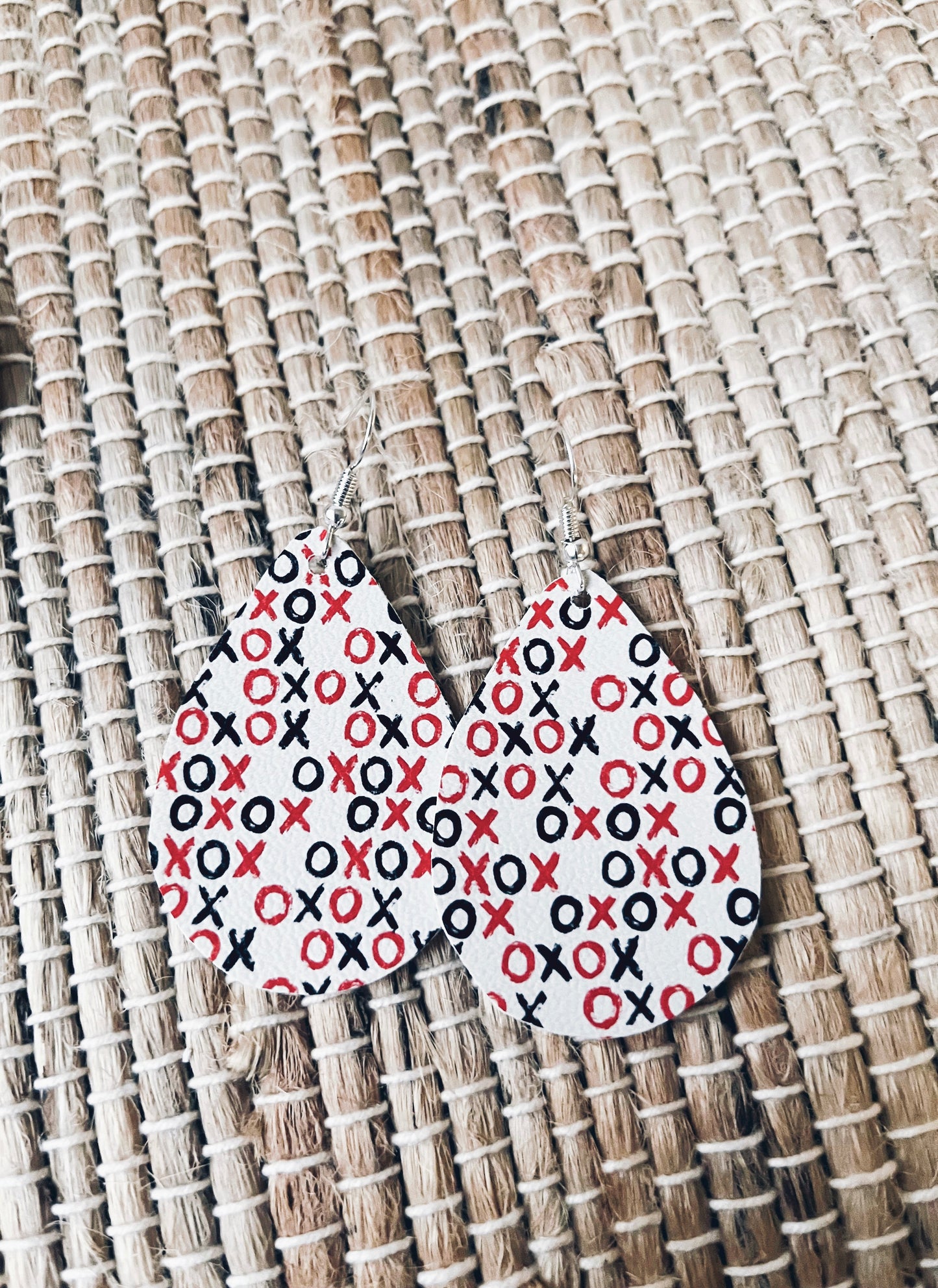 Red and White XOXO Earrings